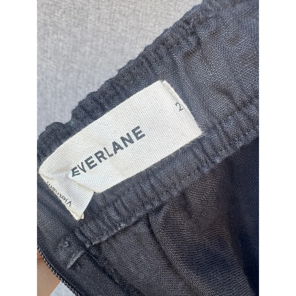 Everlane The Linen Side Button Jumpsuit Womens 4 100% European Flax Linen Black